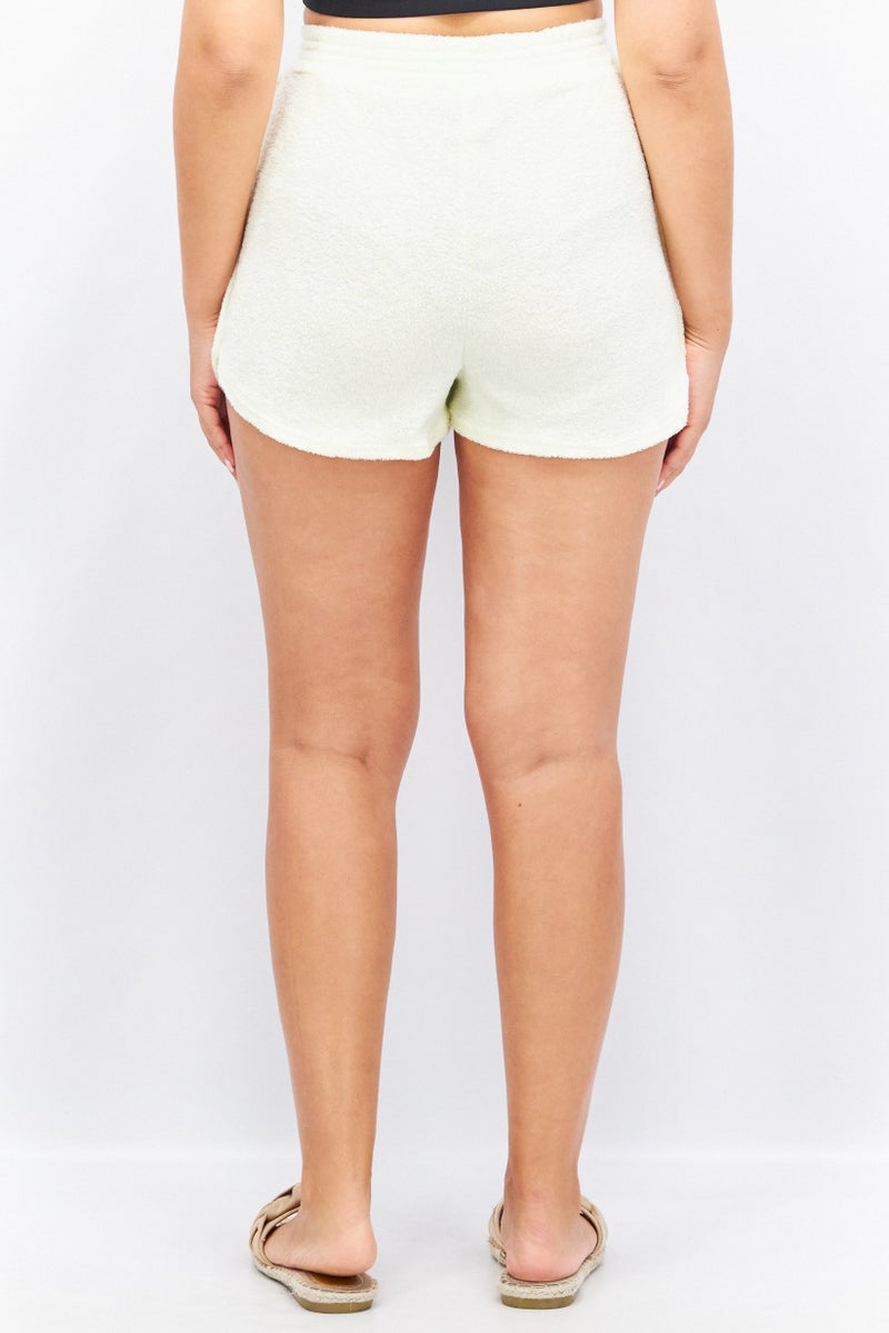 Flounce London Women Textured Basic Shorts, Cream - Image 2